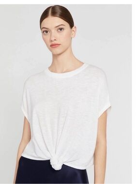 ALICE + OLIVIA Classics Cammy Tie-Front T Shirt Top Size Medium NWT White